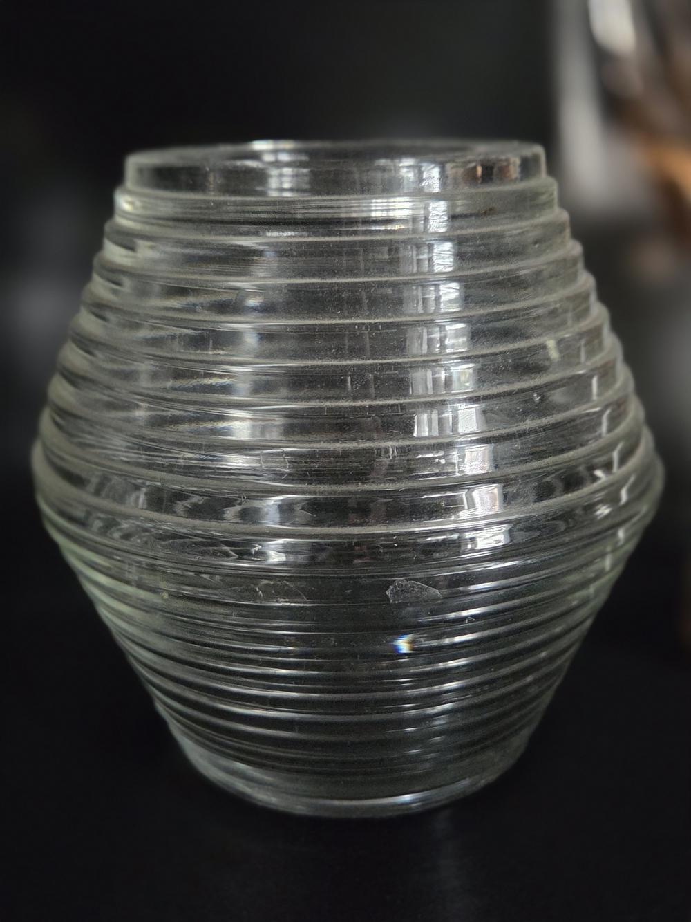 Clear Ribbed Glass Fairy Lamp- No Chips Or Cracks